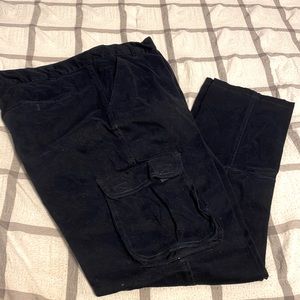 Navy blue narrow leg cargo pants